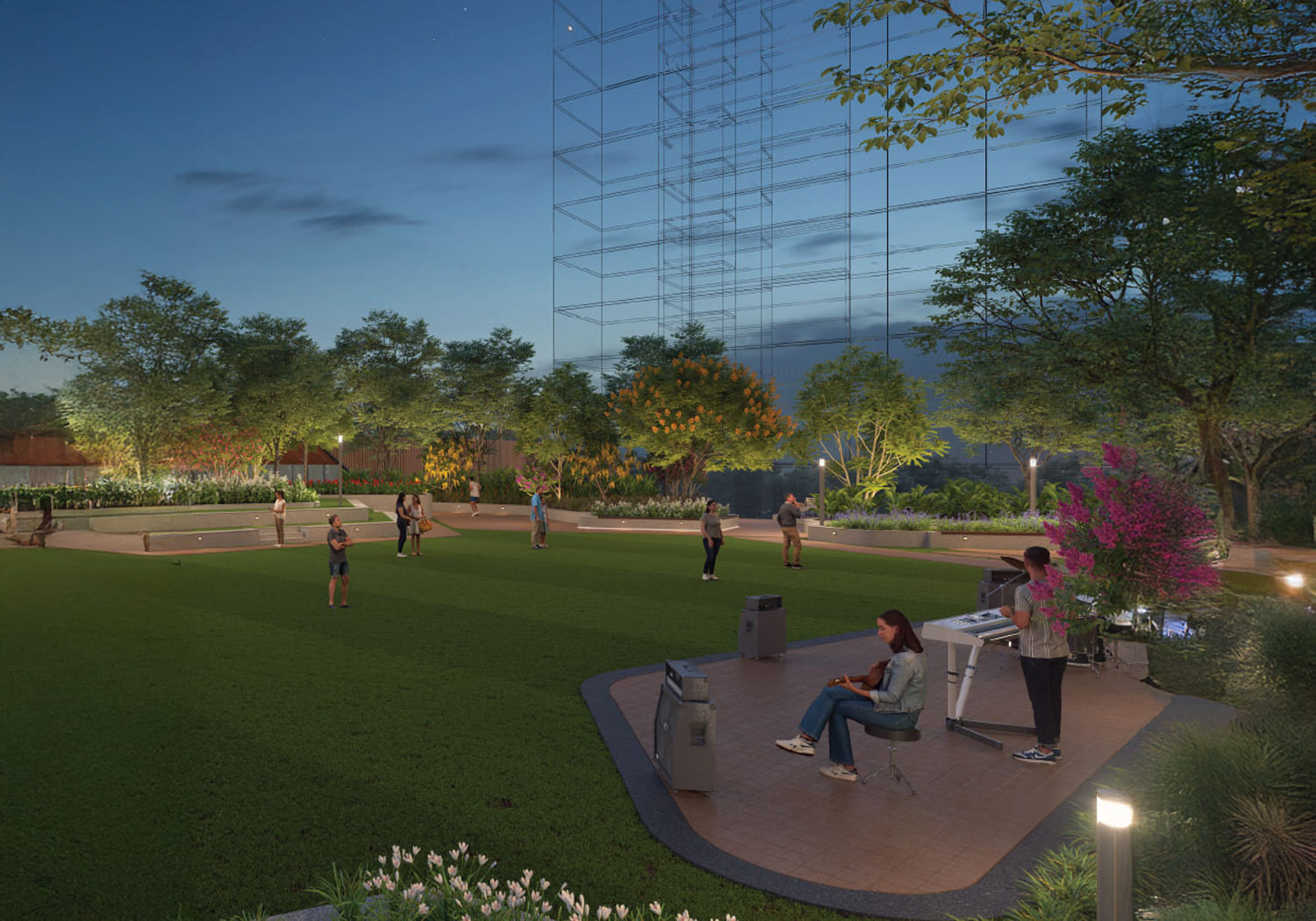 Lush Green Belt Along the River